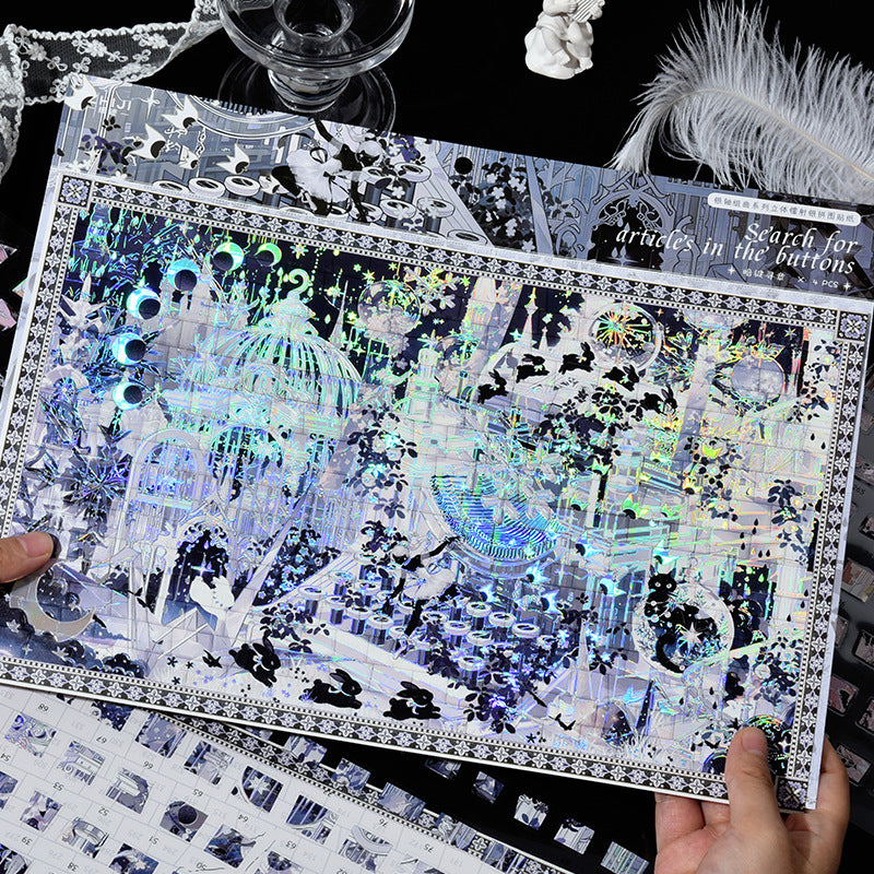 Holographic Silver Puzzle Scene Sticker Kit — 02