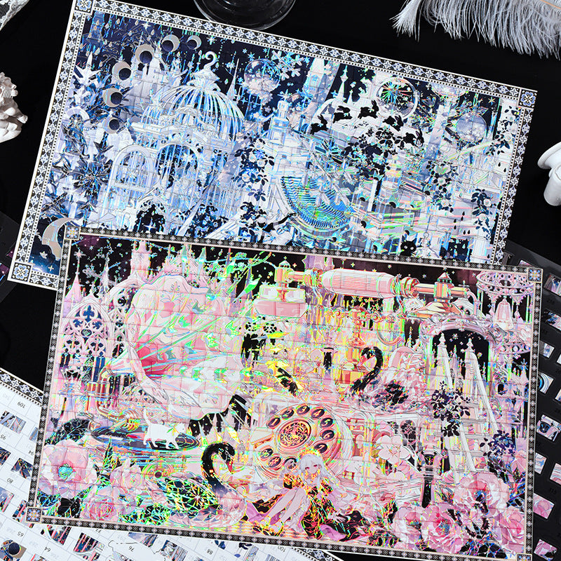 Holographic Silver Puzzle Scene Sticker Kit — 09