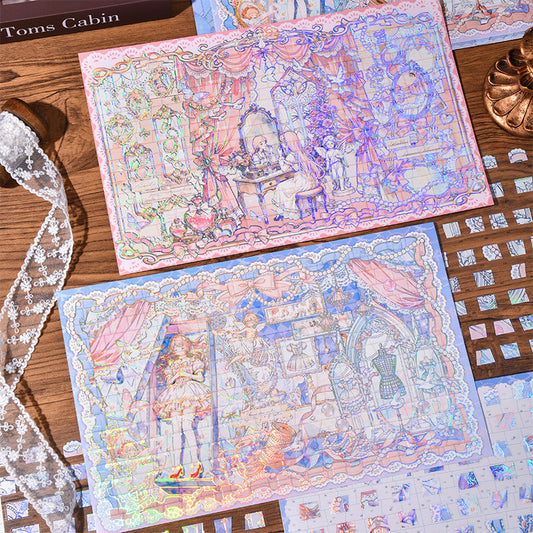3D Holographic Silver Puzzle Scene Sticker Set — 12
