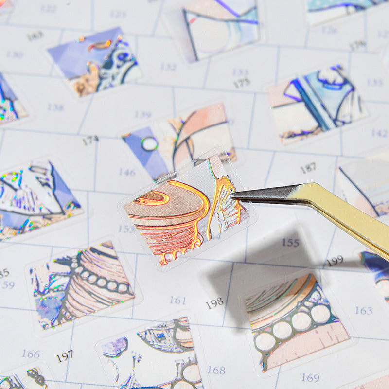 3D Holographic Silver Puzzle Scene Sticker Set — 04