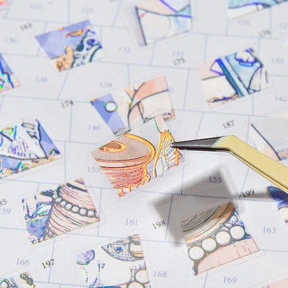 3D Holographic Silver Puzzle Scene Sticker Set — 04